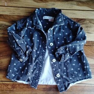 Zara Toddler Girl Charcoal Grey Floral Jean Jacket Shacket